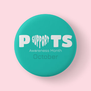 Macaron Rond 5 Cm Bouton de sensibilisation au POTS sarcelle