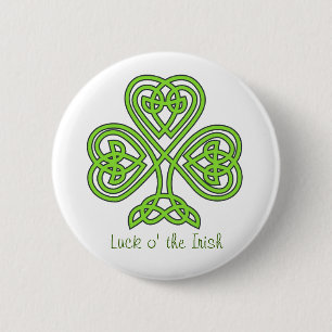 Macaron Rond 5 Cm Bouton de Shamrock celte irlandais Luck O'