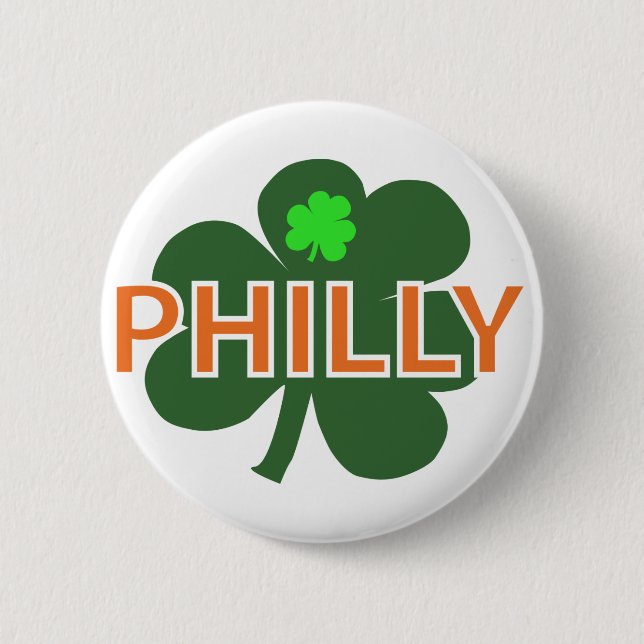 Macaron Rond 5 Cm Bouton de shamrock de Philly (Devant)