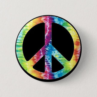 Macaron Rond 5 Cm Bouton de signe de paix de colorant de cravate