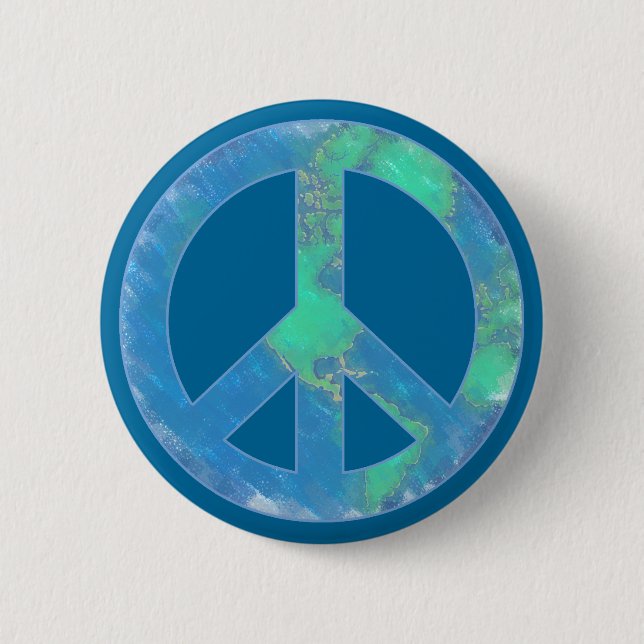 Macaron Rond 5 Cm Bouton de signe de paix de la terre (Devant)