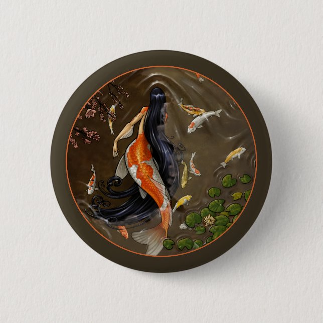 Macaron Rond 5 Cm Bouton de sirène de Koi (Devant)