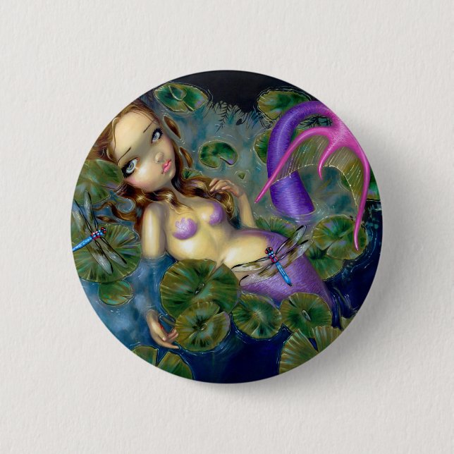 Macaron Rond 5 Cm Bouton "de sirène de libellule" (Devant)