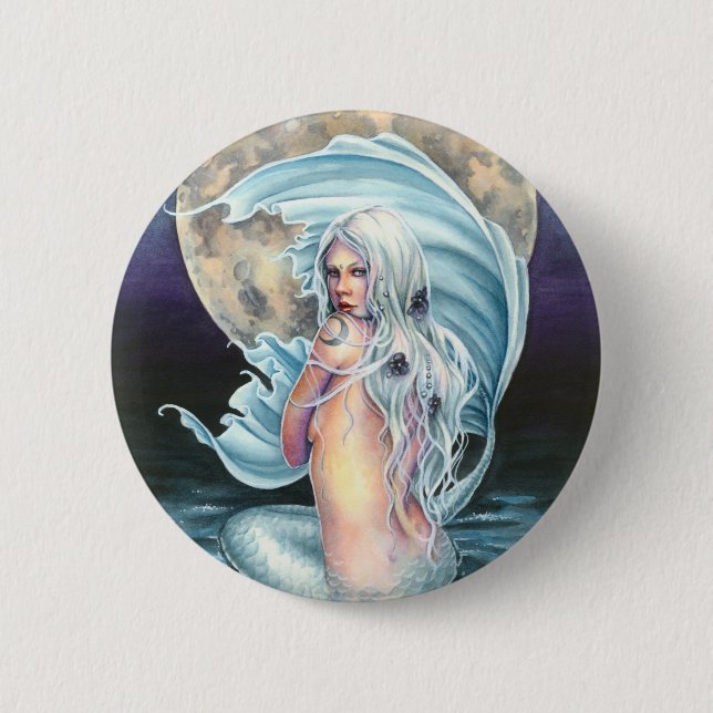 Macaron Rond 5 Cm Bouton de sirène de lune (Devant)