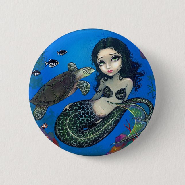 Macaron Rond 5 Cm Bouton "de sirène de tortue de mer" (Devant)