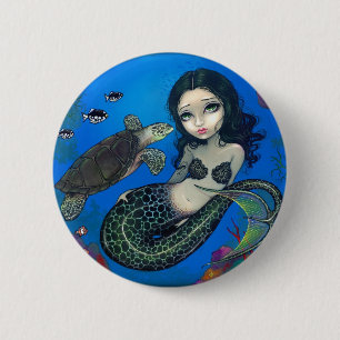 Macaron Rond 5 Cm Bouton "de sirène de tortue de mer"