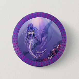 Macaron Rond 5 Cm Bouton de sirène d'océan violet