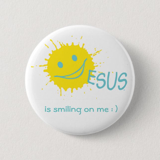 Macaron Rond 5 Cm Bouton de Sonburst Jésus (Devant)