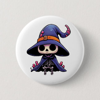 Macaron Rond 5 Cm Bouton de sorcière d'os mignonne - Épingle gothiqu