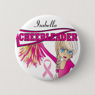 Macaron Rond 5 Cm Bouton de soutien pour le cancer du sein rose