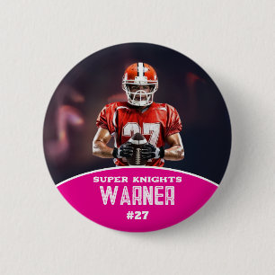 Macaron Rond 5 Cm Bouton de sport avec photo et nom de football pers
