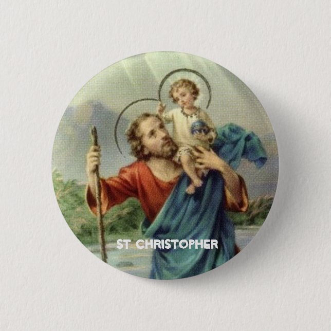 Macaron Rond 5 Cm Bouton de St Christopher (Devant)