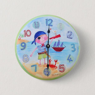 Macaron Rond 5 Cm Bouton de style d'horloge d'enfants - 'le pirate "
