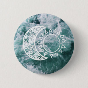 Macaron Rond 5 Cm Bouton de Sun et de lune
