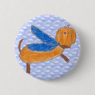 Macaron Rond 5 Cm Bouton de Superdog (Maggie)