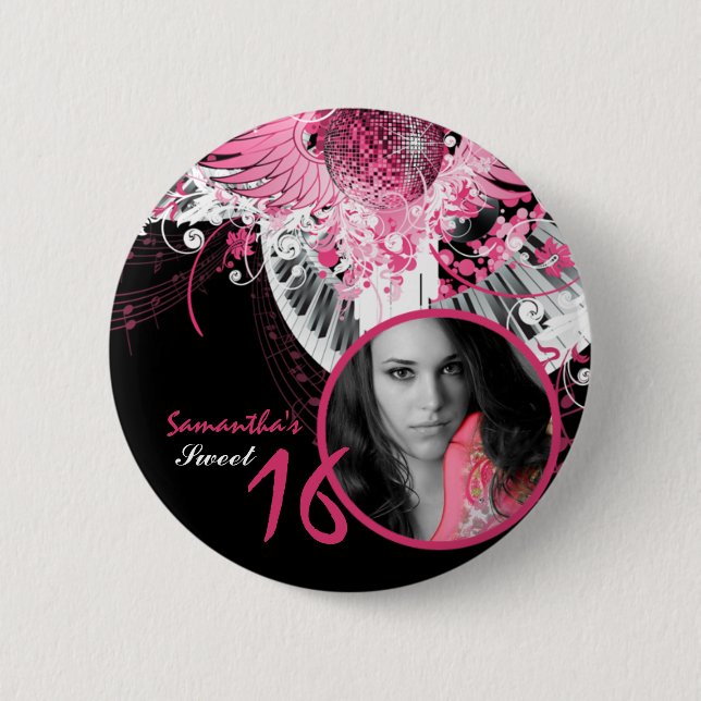 Macaron Rond 5 Cm Bouton de support de musique de danse Disco Ball P (Devant)