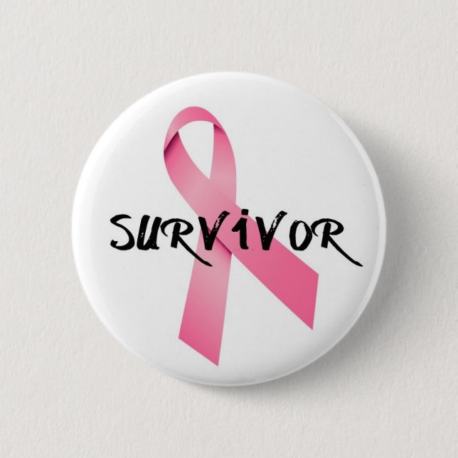 Macaron Rond 5 Cm Bouton de survivant de cancer du sein (Devant)