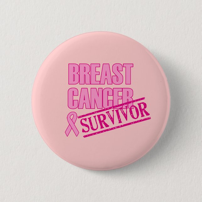 Macaron Rond 5 Cm Bouton de survivant de cancer du sein (Devant)
