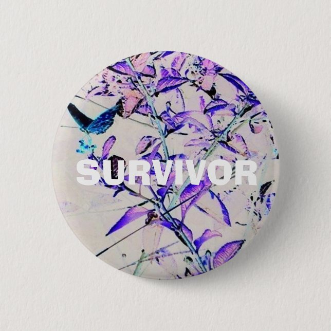 Macaron Rond 5 Cm BOUTON de SURVIVANT (style de papillon de mod) (Devant)