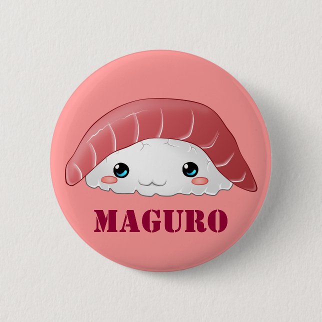 Macaron Rond 5 Cm Bouton "de sushi de Maguro" (Devant)