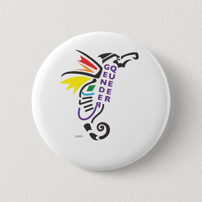 Macaron Rond 5 Cm Bouton de symbole de Genderqueer (Devant)