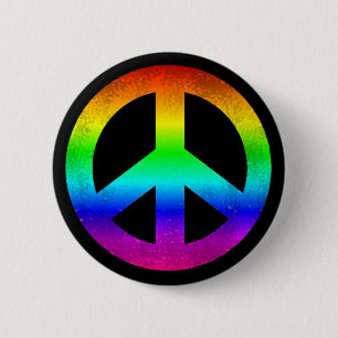 Macaron Rond 5 Cm Bouton de symbole de paix d'arc-en-ciel