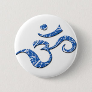 Macaron Rond 5 Cm Bouton de symbole d'ohm dans le bleu