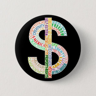 Macaron Rond 5 Cm Bouton de symbole dollar