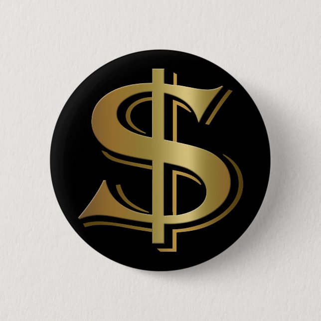 Macaron Rond 5 Cm Bouton de symbole dollar (Devant)