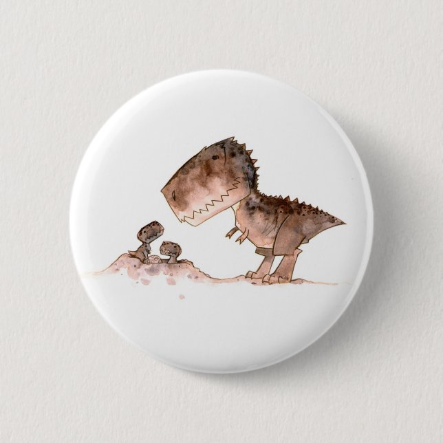 Macaron Rond 5 Cm Bouton de T-Rex de maman (Devant)
