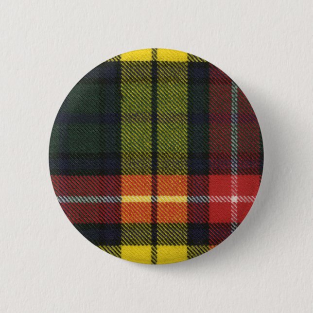 Macaron Rond 5 Cm Bouton de tartan de Buchanan de clan (Devant)