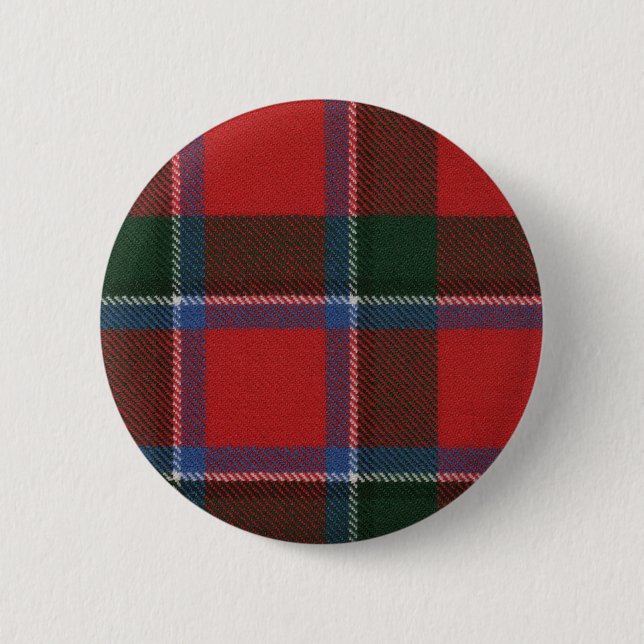 Macaron Rond 5 Cm Bouton de tartan de Sinclair de clan (Devant)