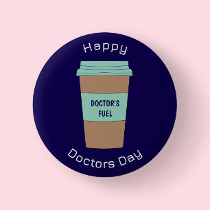 Macaron Rond 5 Cm Bouton de tasse à café bleu marine pour la journée