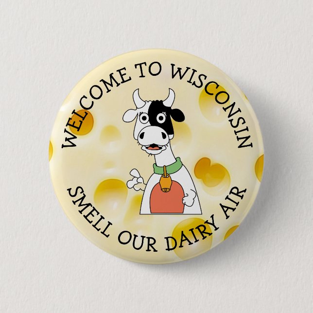 Macaron Rond 5 Cm Bouton de tête de fromage Humour Wisconsin (Devant)
