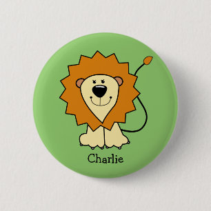 Macaron Rond 5 Cm Bouton de texte personnalisé Lion Illustration