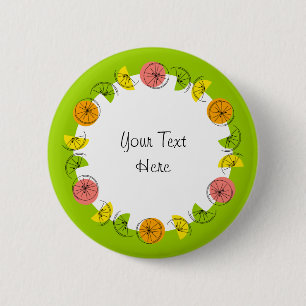 Macaron Rond 5 Cm Bouton de texte vert citronné rond