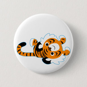 Macaron Rond 5 Cm Bouton de tigre de dessin facile à porter