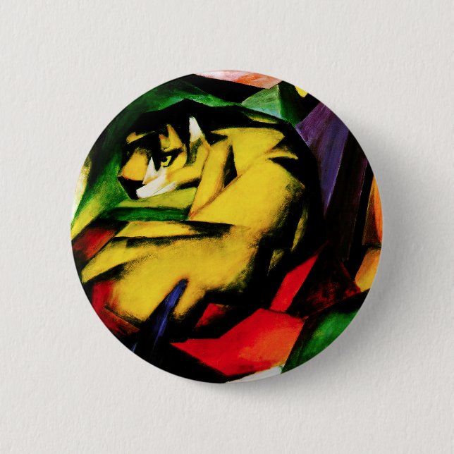 Macaron Rond 5 Cm Bouton de tigre de Franz Marc (Devant)