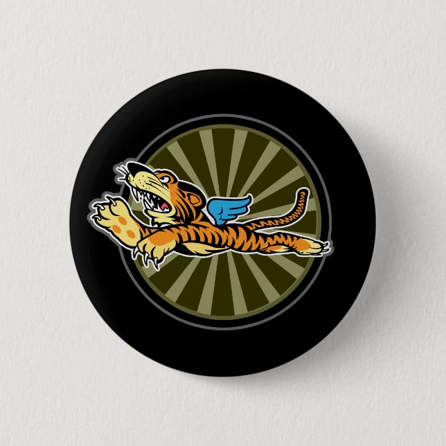 Macaron Rond 5 Cm Bouton de tigre de vol (Devant)