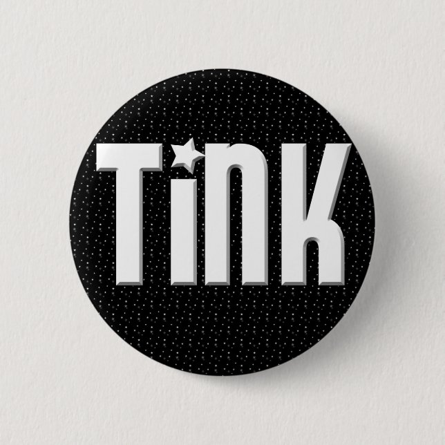 Macaron Rond 5 Cm Bouton de Tink - étoiles de noir (Devant)