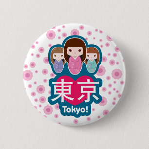 Macaron Rond 5 Cm Bouton de Tokyo d'amour