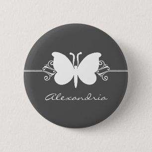 Macaron Rond 5 Cm Bouton de torrents de papillon de charbon