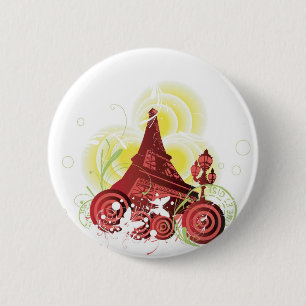 Macaron Rond 5 Cm Bouton de Tour Eiffel