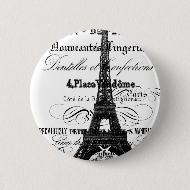 Macaron Rond 5 Cm Bouton de Tour Eiffel (Devant)