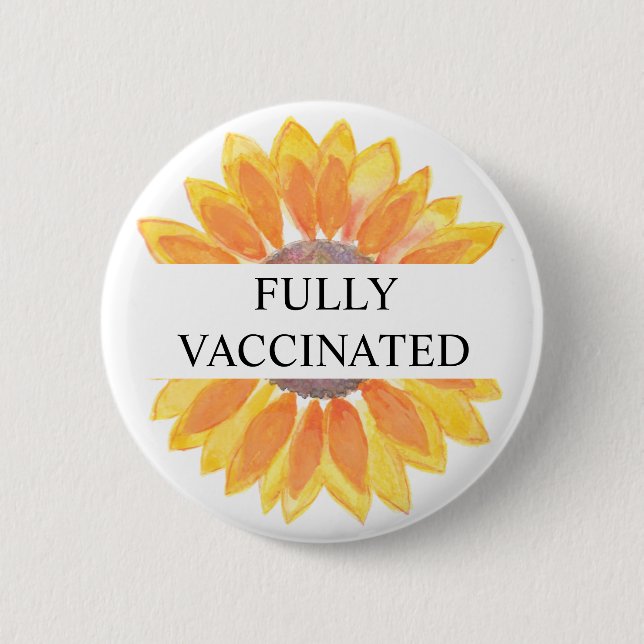 Macaron Rond 5 Cm Bouton de tournesol entièrement vacciné (Devant)