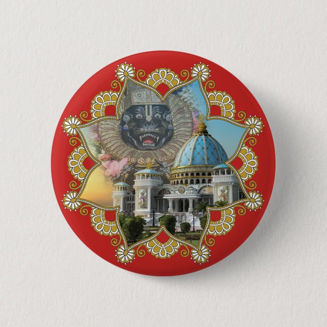 Macaron Rond 5 Cm Bouton de TOVP/Nrsimha (Devant)