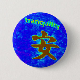 Macaron Rond 5 Cm bouton de tranquillité bleu