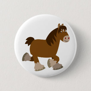 Macaron Rond 5 Cm Bouton de trot mignon du cheval de Shire Badton