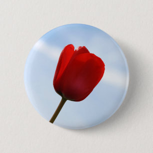 Macaron Rond 5 Cm Bouton de Tulipe Rouge