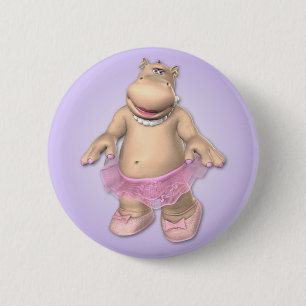 Macaron Rond 5 Cm Bouton de tutu d'hippopotame